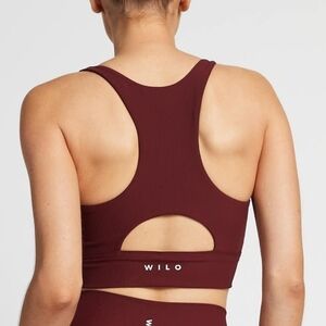 WILO Base Ribbed Plum Burgundy Sports Bra Size Small